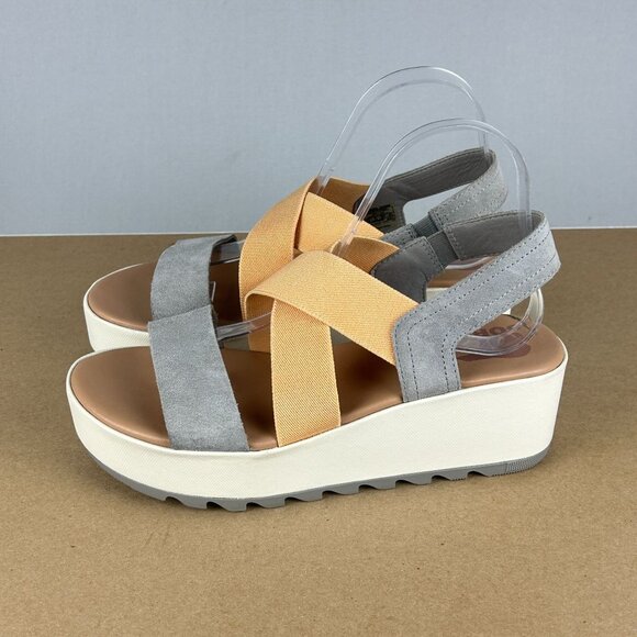 Sorel Cameron Flatform Slingback Sandals Womens 8.5 Gray Peach Platform Casual - Picture 1 of 11